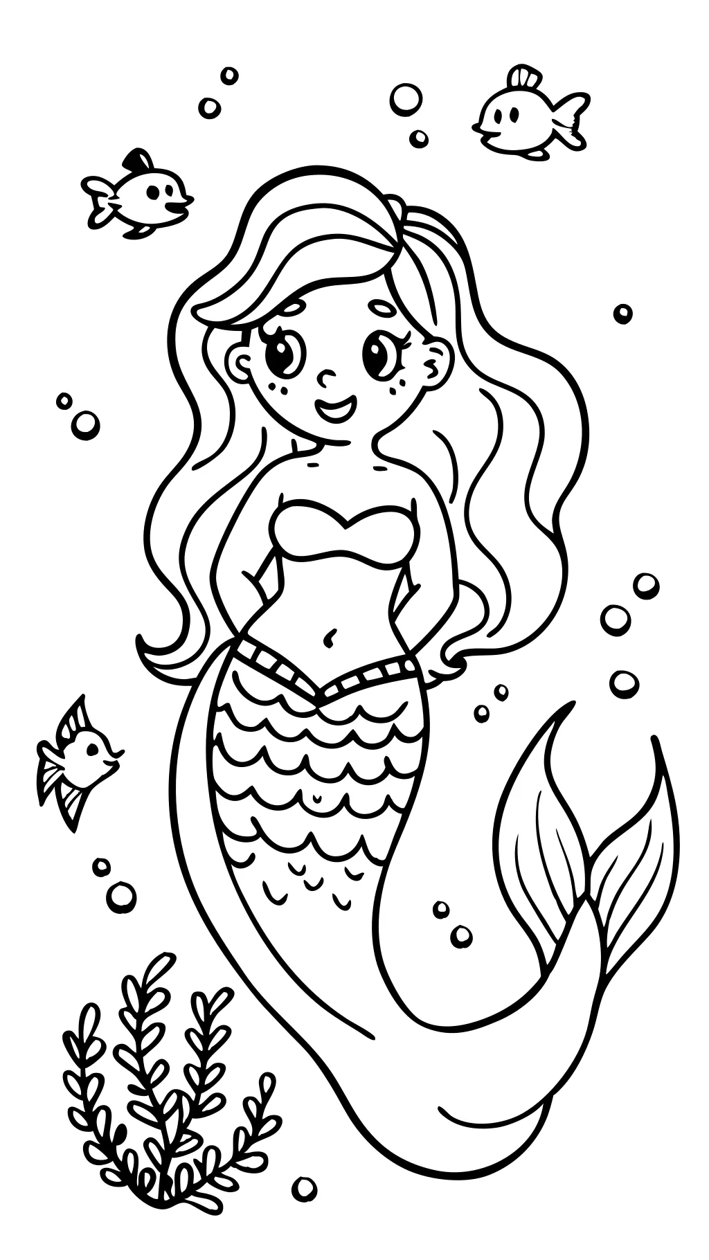 coloring page mermaid